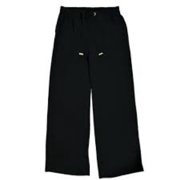 Michael Kors, High Rise Wide-Leg Pull-On Waist Black Pants/Trousers,Size Large - Picture 1 of 12